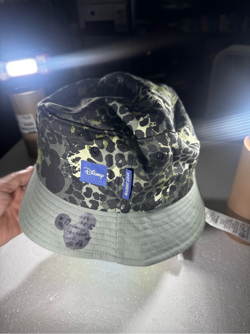 Disney Spirit Jersey Mickey Mouse Animal Camo Bucket Hat Green One Size NWT